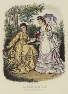 La Mode Illustree, twee goedgeklede vrouwen door French School