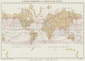 De atmosferische druk aan het aardoppervlak (kleur litho) door French School