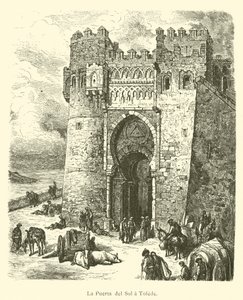 De Puerta del Sol in Toledo (gravure) door French School