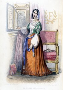 La Reine de Navarre (Margarita?) - in Le Plutarque français, ed. Mennechet door French School