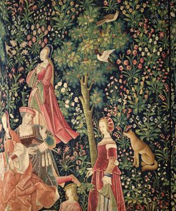 La Vie Seigneuriale: Jonge vrouwen en een vos, ca. 1500 door French School