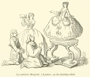 De zangeres Minghetti, in Londen, in de achttiende eeuw door French School