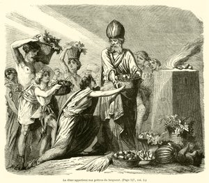 De tiende behoort toe aan de priesters van de Heer (gravure) door French School