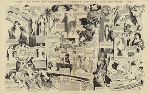 La foire aux peintures, Baraque centrale, kant van de dames (gravure) door French School