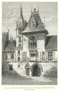 Het huis van Jacques Coeur, 15e eeuw, in Bourges, nu omgebouwd tot stadhuis door French School
