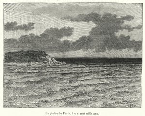 De vlakte van Parijs, honderd tot duizend jaar geleden (gravure)