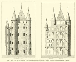 De toren van de Tempel in 1793, verkleining van een tekening uit die tijd door M Bourla, architect; meegedeeld door M A Lenoir