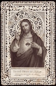 Kantkaart met het Heilig Hart van Jezus, 19e eeuw