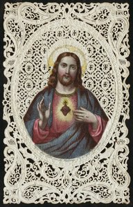 Kantkaart met het Heilig Hart van Jezus, 19e eeuw