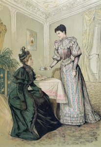 Dames die thee drinken, ca. 1890 door French School