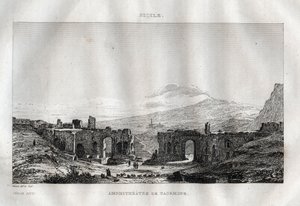 Het amfitheater - Taormina - Sicilië - Gravure uit 
