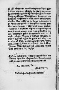 Laatste pagina van het Ordinantie van Villers-Cotterets, 1539