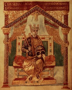 Karel de Grote (Carolus Magnus, Charles the Great) (747-814) Koning der Franken en Christelijke Keizer van het Westen, uit het Psalter van Karel de Stoute door French School