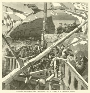 Te Water Laten van het Russische Slagschip Imperator Aleksandr III door French School