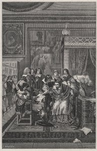 Le Cardinal de Richelieu mourant Lithografie door Charles Motte (1785-1836) in 