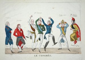 Le Congres, pub. 1814 (handgekleurde gravure)