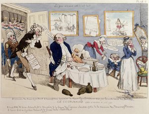 Le Gourmand, karikatuur van Lodewijk XVI (1754-93) en de Franse koninklijke familie op het moment van hun arrestatie in Varennes op 21 juni 1791 door French School