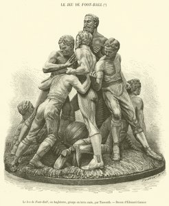Het Voetbalspel, in Engeland, groep in terracotta door French School