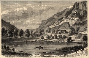 Le Lauzet-Ubaye - Het meer van Lauzet - gemeente in het departement Alpes-de-Haute-Provence in Zuidoost-Frankrijk - gravure in 