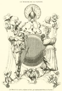 De Spiegel van de ijdelheid, houtsnijwerk (gravure) door French School