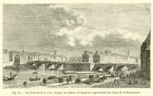 De Pont-Neuf in 1760, volgens een schilderij van Raguenet behorend tot de baden van de Samaritaan door French School