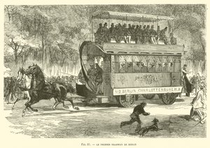 De Eerste Tram van Berlijn (gravure) door French School