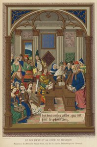 Le Roi René et sa Cour de Musique (chromolitho) door French School