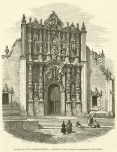 De Sagrario, bij de kathedraal van Mexico (gravure) door French School