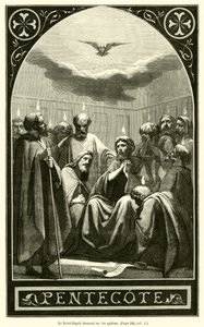 De Heilige Geest daalt neer op de apostelen (gravure)