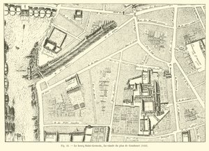 Het dorp Saint-Germain, fac-simile van het plan van Gomboust, 1652 door French School