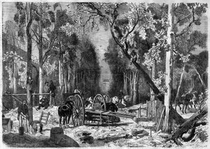 De houthakker in de Jardin de Luxembourg in Parijs in 1870 door French School