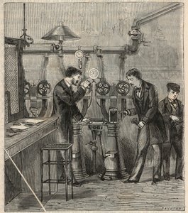 Le bureau de la poste pneumatique in Parijs - Pneumatische post of pneumatische post in Parijs - Gravure in 