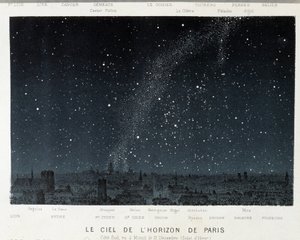 De hemel van de horizon van Parijs bij de winterzonnewende - in 