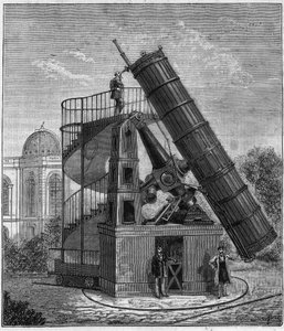 De grote telescoop van het observatorium van Parijs in de 19e eeuw - Gravure in 
