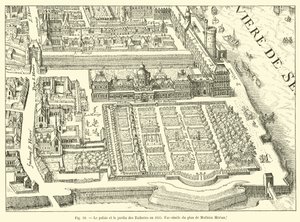 Het paleis en de tuin van de Tuilerieën in 1615, Fac-simile van het plan van Mathieu Merian door French School