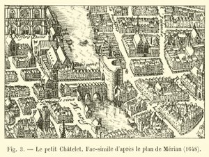 Het kleine Chatelet, facsimile naar het plan van Merian, 1648