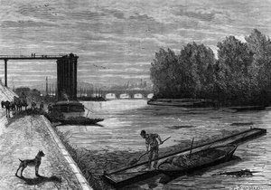 Het afromen van de Seine. Gravure in 