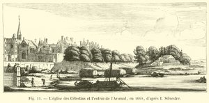 De kerk van de Celestijnen en de ingang van het Arsenaal, in 1660, naar I Silvestre door French School