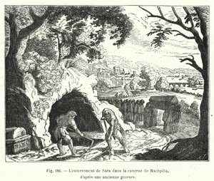 De Begrafenis van Sara in de Grot van Machpela, naar een oude gravure door French School