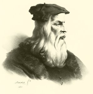 Portret van Leonardo Da Vinci (gravure)