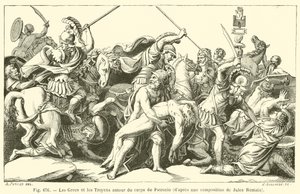 De Grieken en de Trojanen rond het lichaam van Patroclus door French School