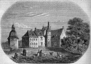 Les Rochers, huis van Madame de Sevigne (Marie de Rabutin-Chantal, Markiezin de Sevigne) (1626-1696). Glas, Ile et Vilaine (35). Gravure door Lancelot in 
