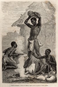 De smeden van Mannganyas, in een dorp langs de Loualaba-rivier (huidige Congo-rivier), gravure naar een tekening van D.Maillard, ter illustratie van David Livingstone
