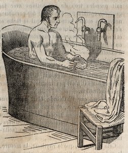 De gebaren van het bad - Hygiëne in de 19e eeuw - man in een badkuip - gravure in 
