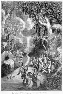 De bewoners van Venus voorgesteld door Henri Bernardin de Saint Pierre (Saint-Pierre of St-Pierre), Franse schrijver (1737-1814) - in "De landen van de hemel" door Camille Flammarion, ed. Marpon & Flammarion, Parijs door French School