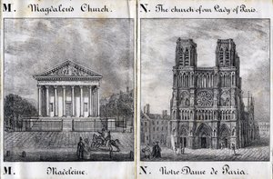 Letter M Madeleine en N Notre-Dame de Paris (Notre Dame de Paris) - 