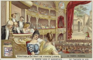 Liebig-kaart met een modern theater door French School