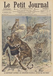 Luitenant Gauthret van de Franse koloniale infanterie verslonden door tijgers in Annam door French School