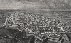 Stad Lille in het noorden van Frankrijk - gravure in "La France illustree: geografie, geschiedenis, administratieve statistiek" door V.A. Malt-Brown. 1884