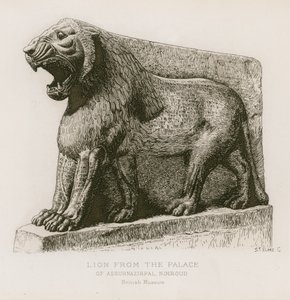 Leeuw uit het paleis van Assurnazirpal, Nimroud, British Museum door French School